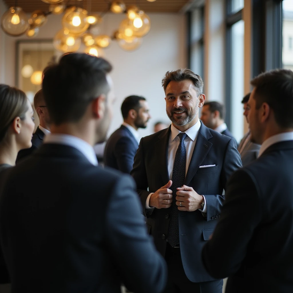 an indian businessman standing talking to a group emoji
