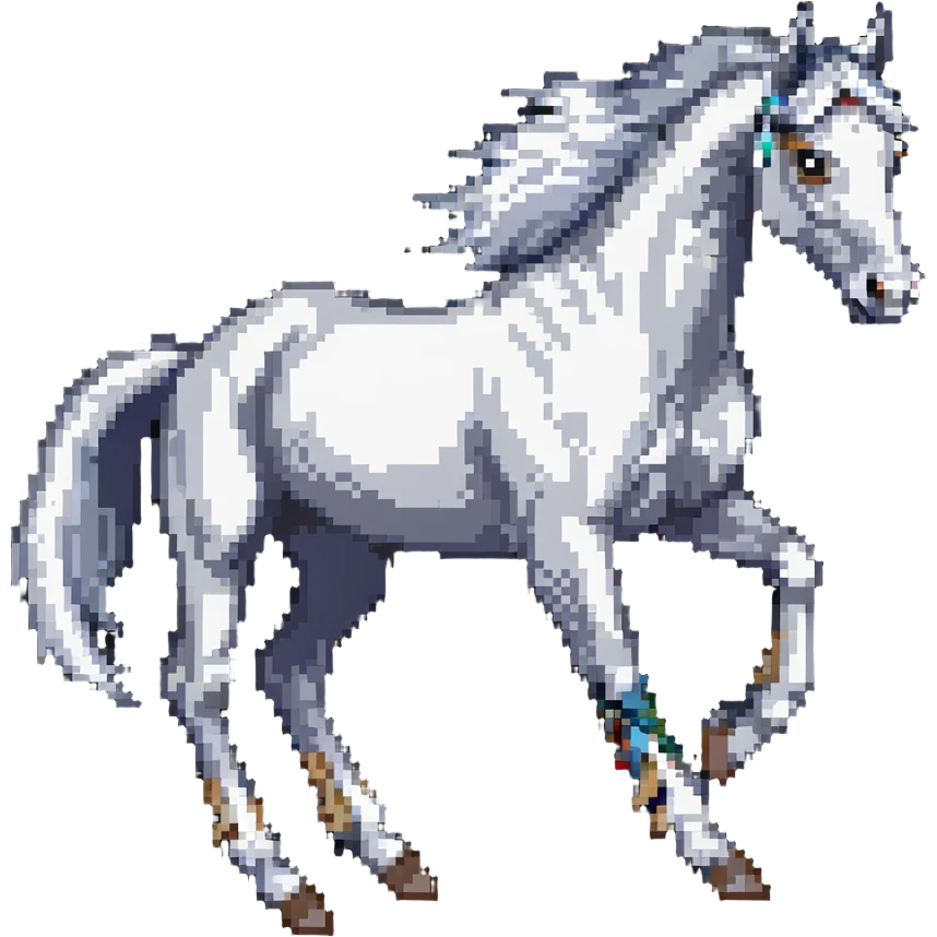 silver spirit horse running, mystical, magical emoji