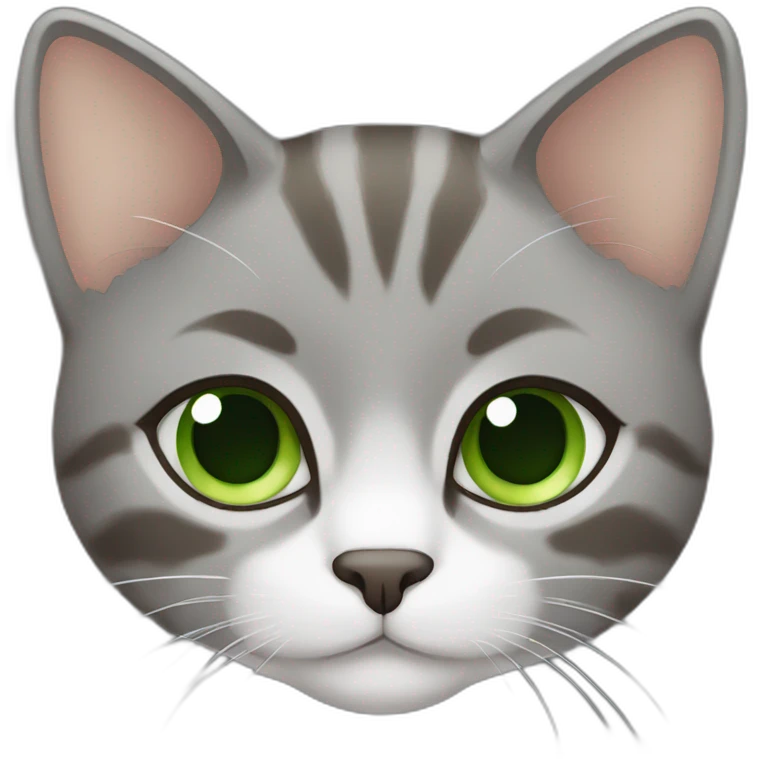 gray brown cat with green eyes  emoji