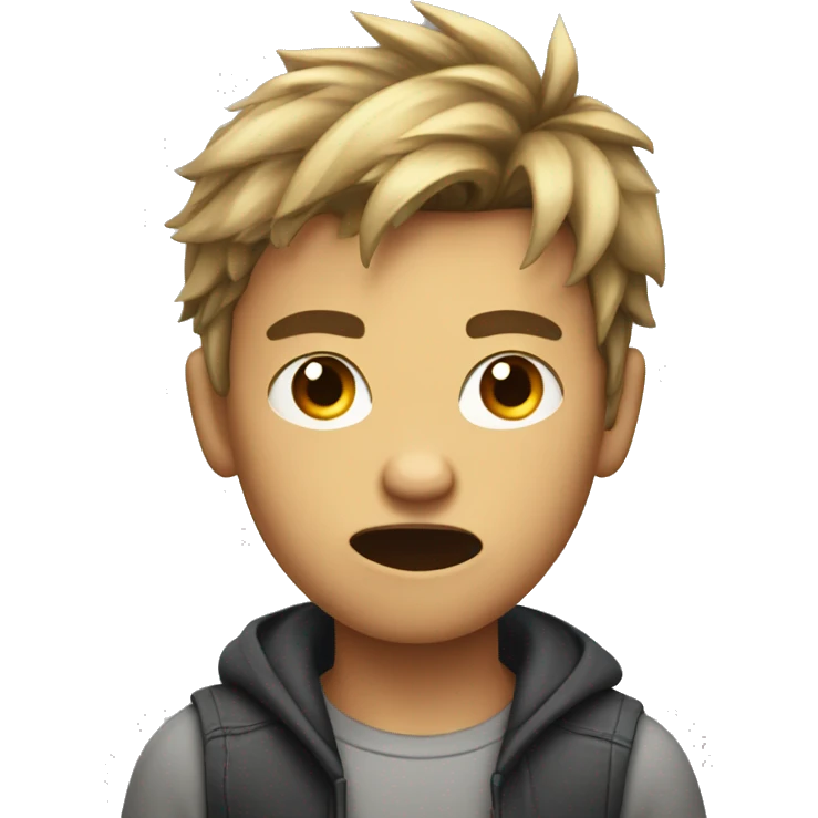Angry 14-year-old boy with side-swept hair emoji