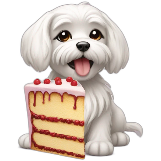 maltese eating a cake emoji