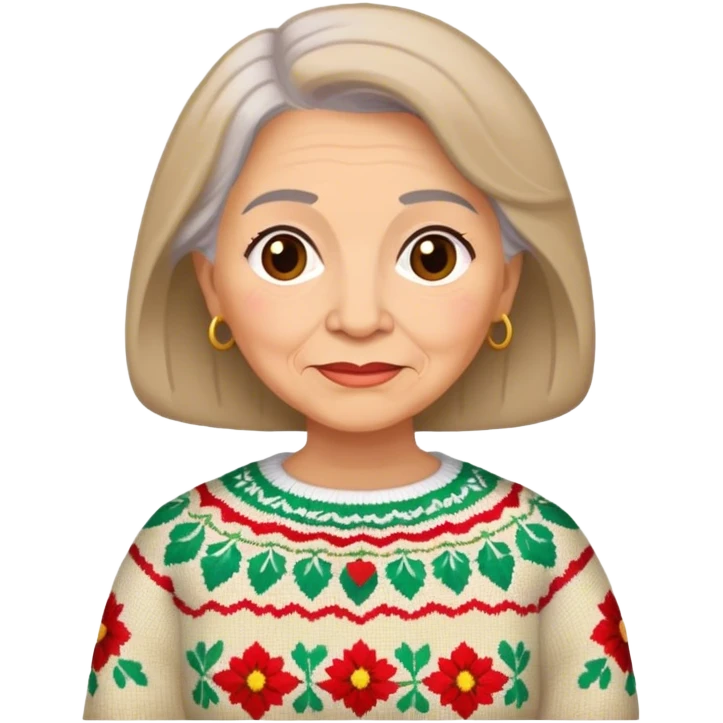 Grandmother, light brunette, with Mexican sweater  emoji