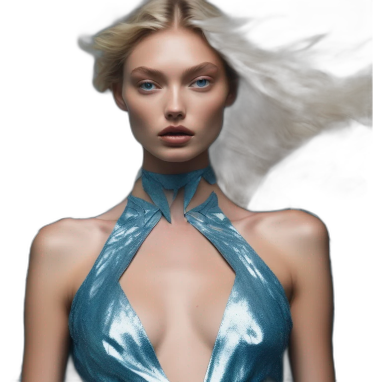 elsa hosk, david bellemere, Bare belly, Wings, Choker, Bathed in shadows, FOV 90 degrees, short lighting, L USM, Cold Colors, gilded technique, extremely hyper aesthetic, absurdres emoji