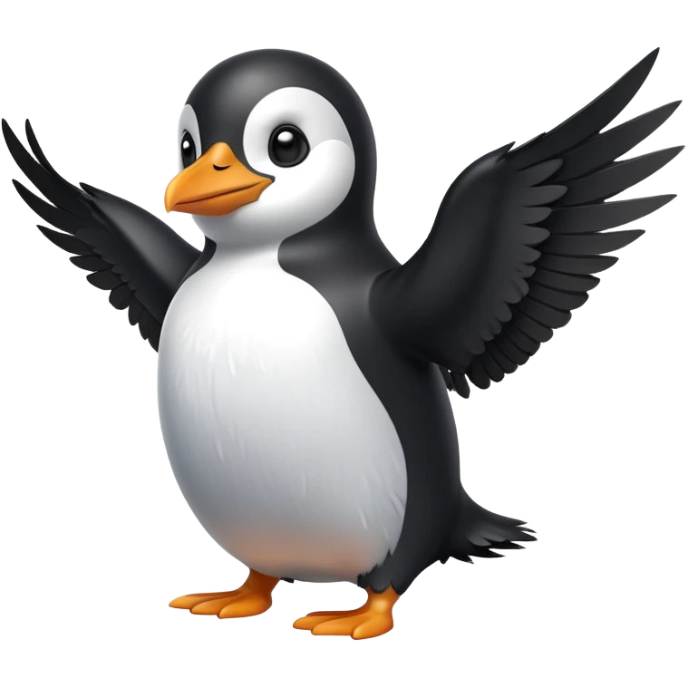 flying penguin with wings spread emoji