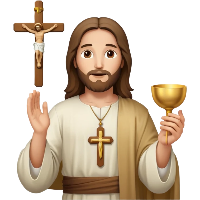 Jesus holding the Eucharist, celebrating Catholic Mass emoji