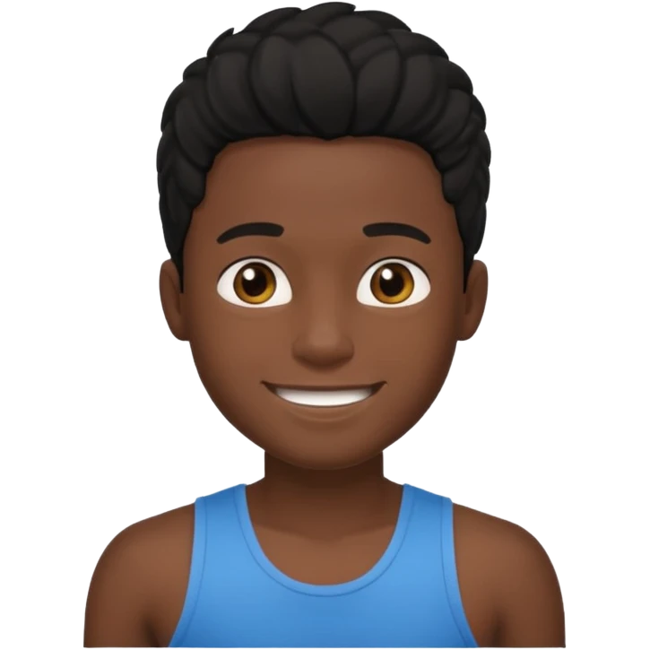 Un garçon qui a des locks noir  il sourit c’est un renoi il a un débardeur emoji