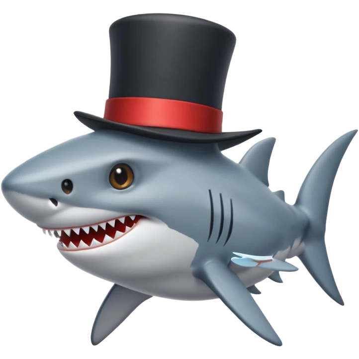 Shark with a top hat emoji