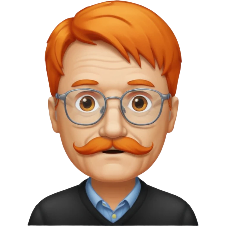 old man, orange hair, white mustache, wearing glasses emoji