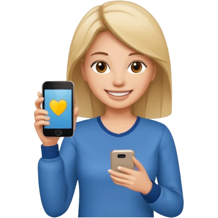 woman casual clothes holding one mobile phone emoji
