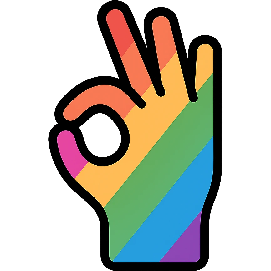 zesty hand gesture outlined icon with rainbow fill emoji