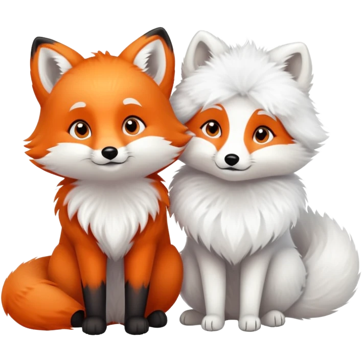 And couple, orange fox cuddling and arctic fox emoji