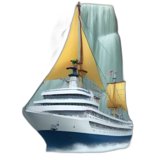 ship on waterfall emoji