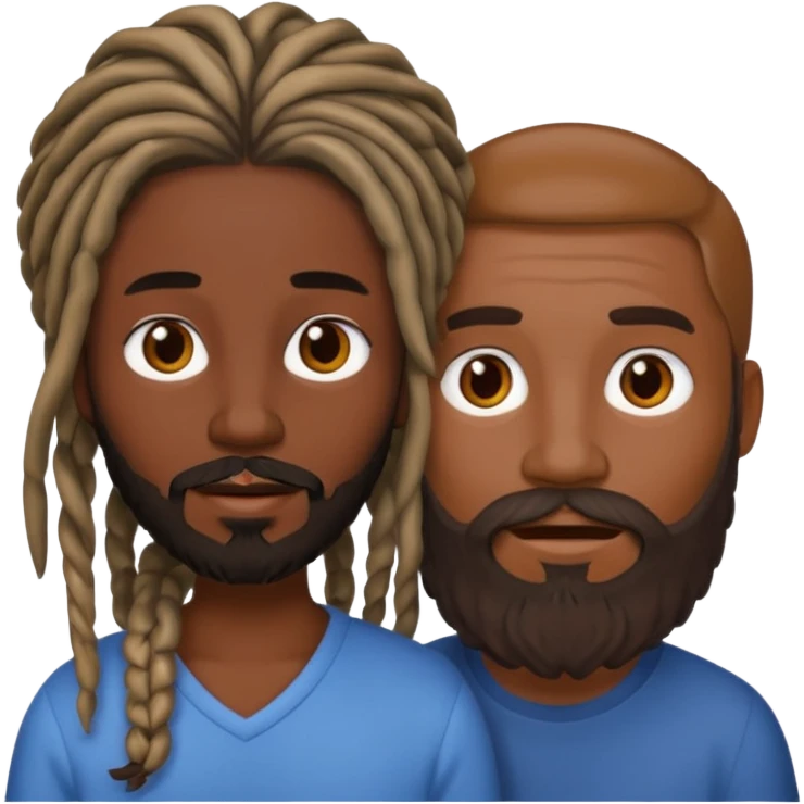 Couple emoji white with man with beard, dark complexion female with mid length locs emoji