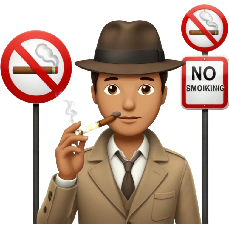 „no smoking“ street sign with a man who smoks cigar emoji