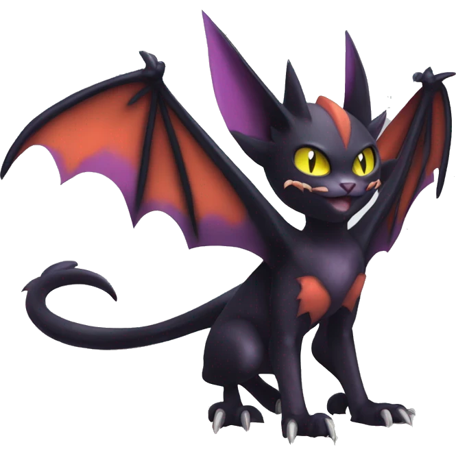Cool Edgy Bat-Cat-Noivern-Noibat-Litten-Pokémon-Fakémon-hybrid Full Body emoji