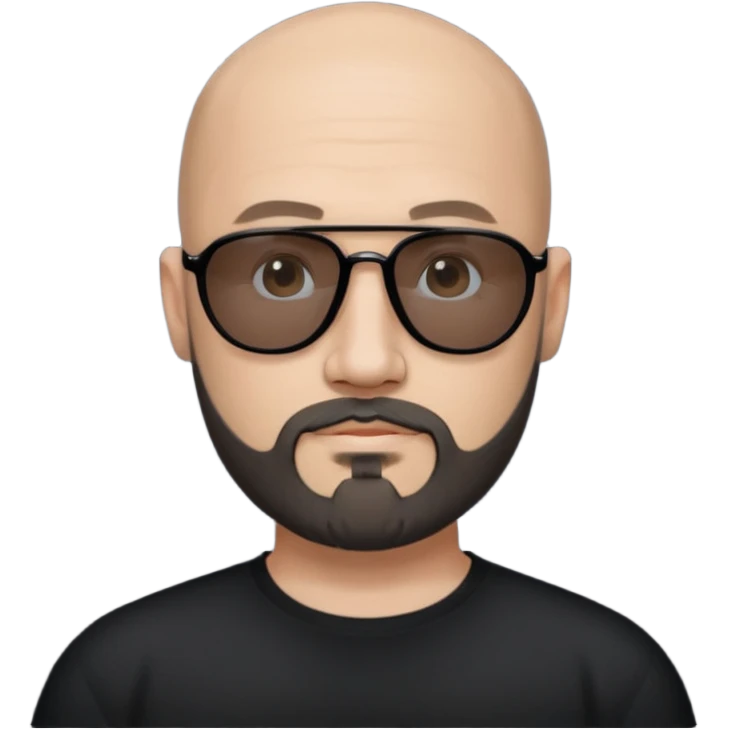 Bald man, wearing black fashion sunglasses, goatee beard emoji