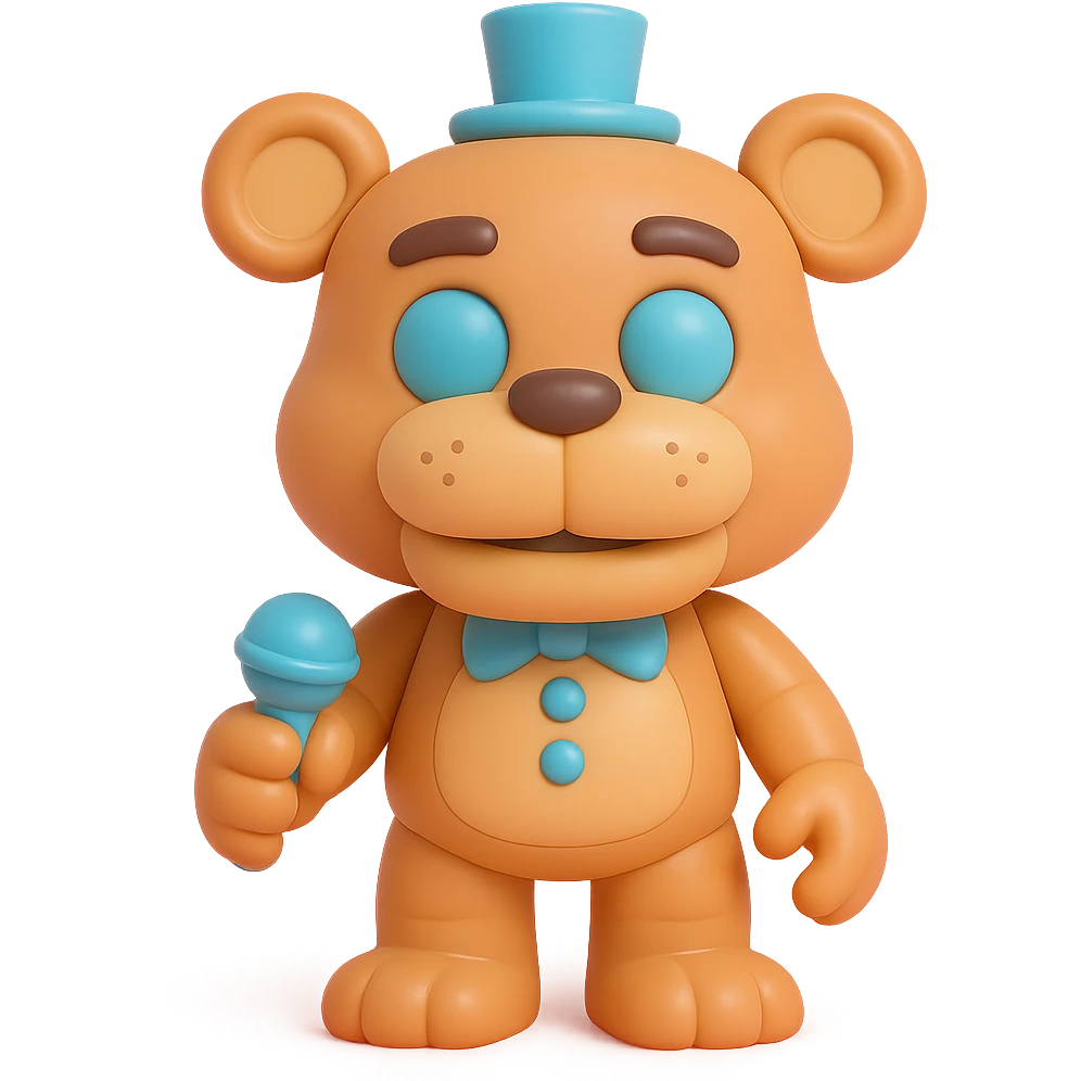 Freddy from Five Nights at Freddy's, highly detailed, vinyl figure style emoji