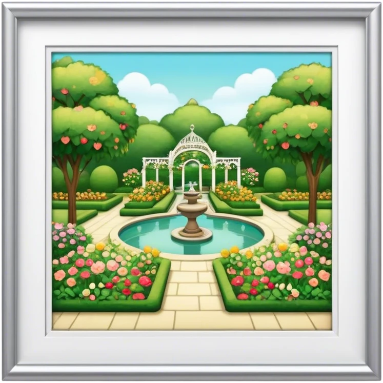 garden," "pleasure-garden," on polaroid emoji