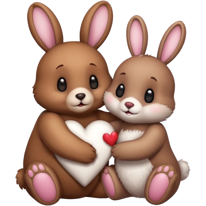 Bunny and bear in love emoji