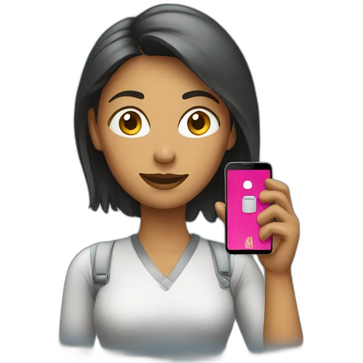a woman with mobile emoji