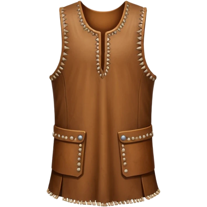 A sleeveless leather tunic stitched with bone needles, brown color









 emoji