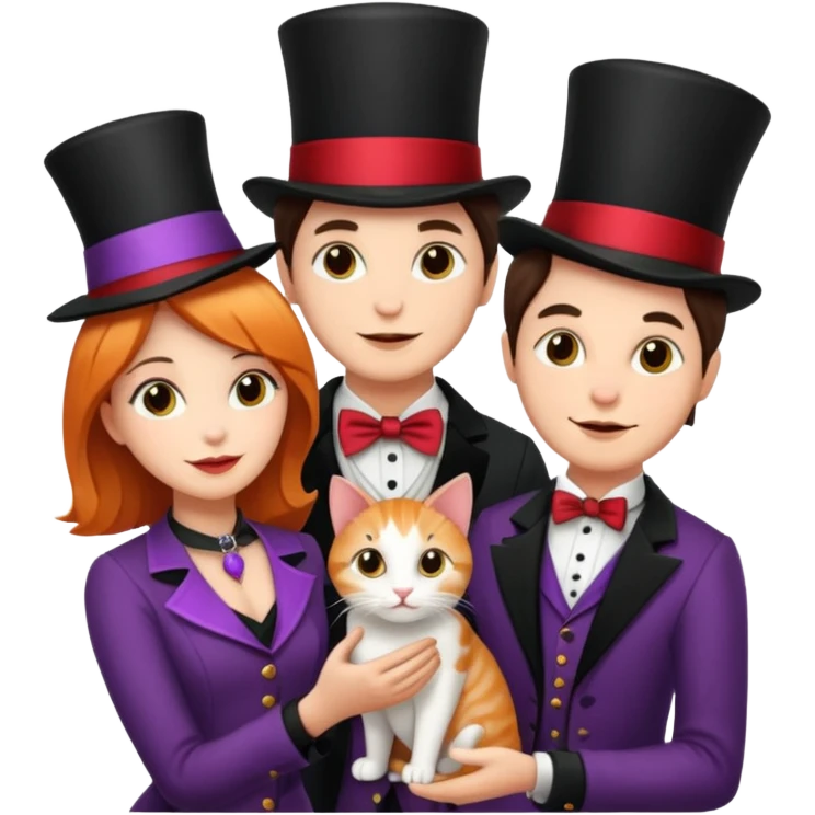 magician couple and their pet cat emoji