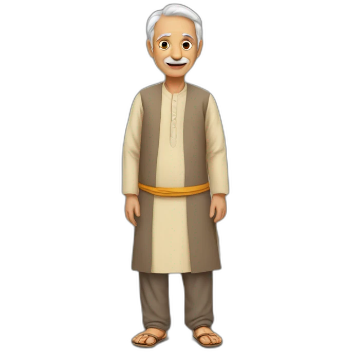 old man  standing ,wearing the dhooti and kurta  emoji