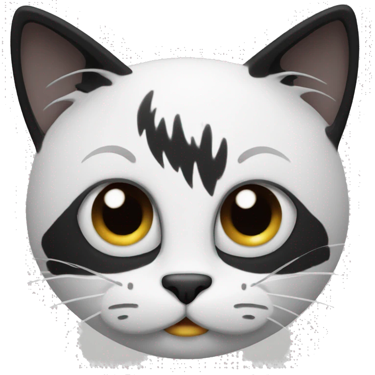 Black and white crazy cat emoji