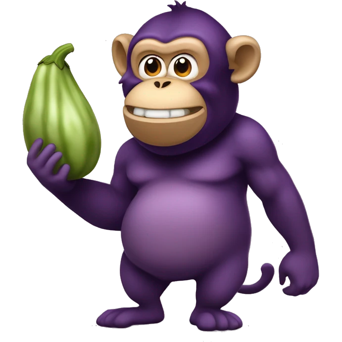 Big fat monkey eating a very big healthy eggplant and slobbering all over because it’s so healthy  emoji