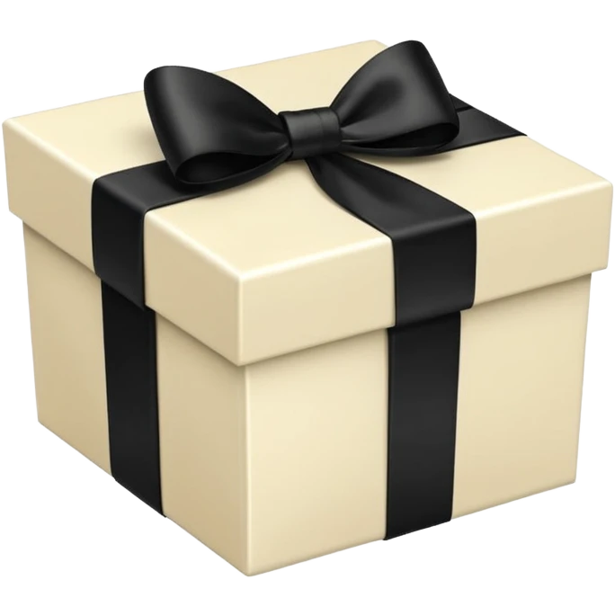 square ivory gift box present with a black bow emoji
