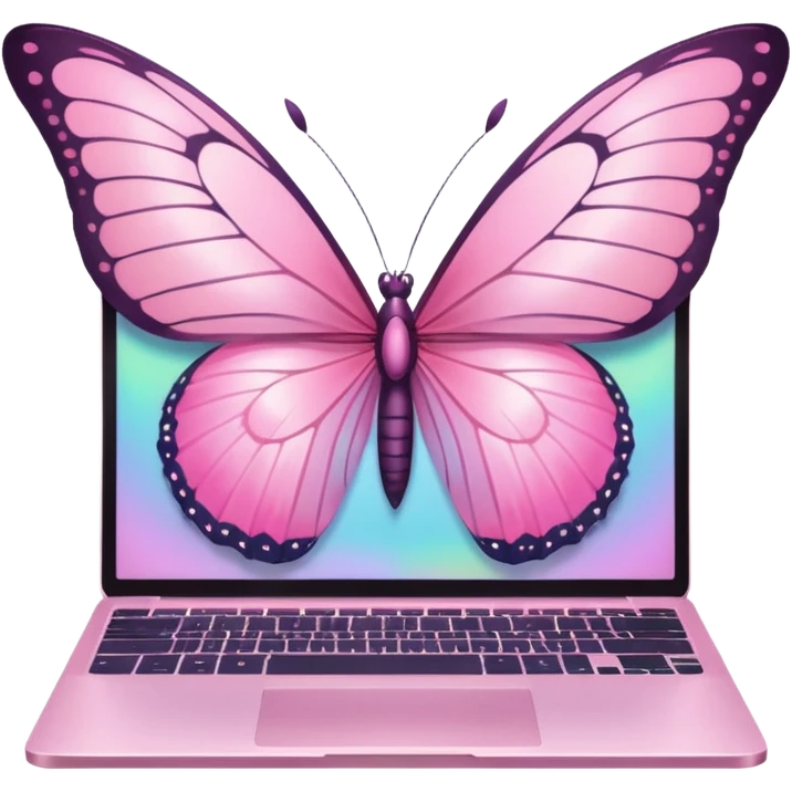 pink butterfly on laptop emoji
