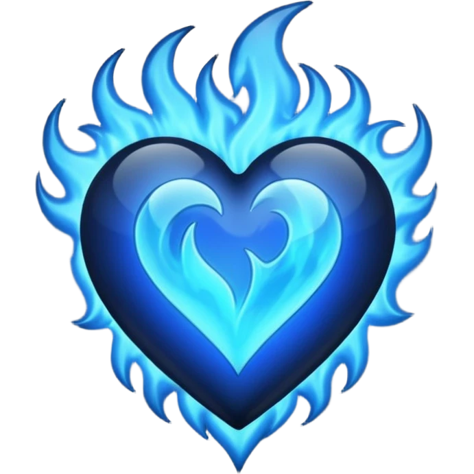 Black heart with blue flames emoji