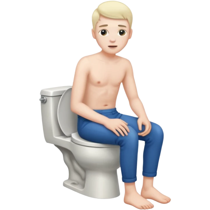 Pooping on a toilet with pants off emoji