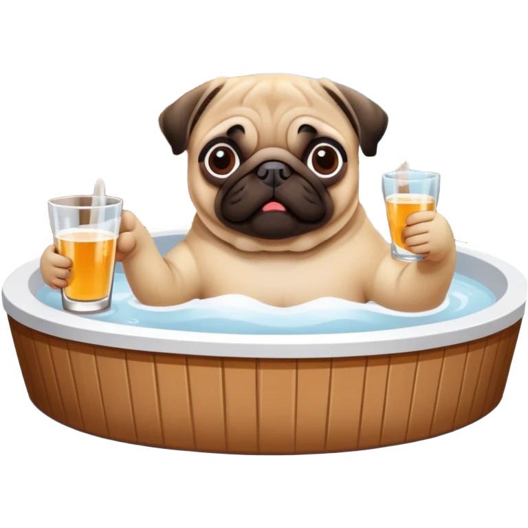 Pug drinking in hot tub at cottage  emoji
