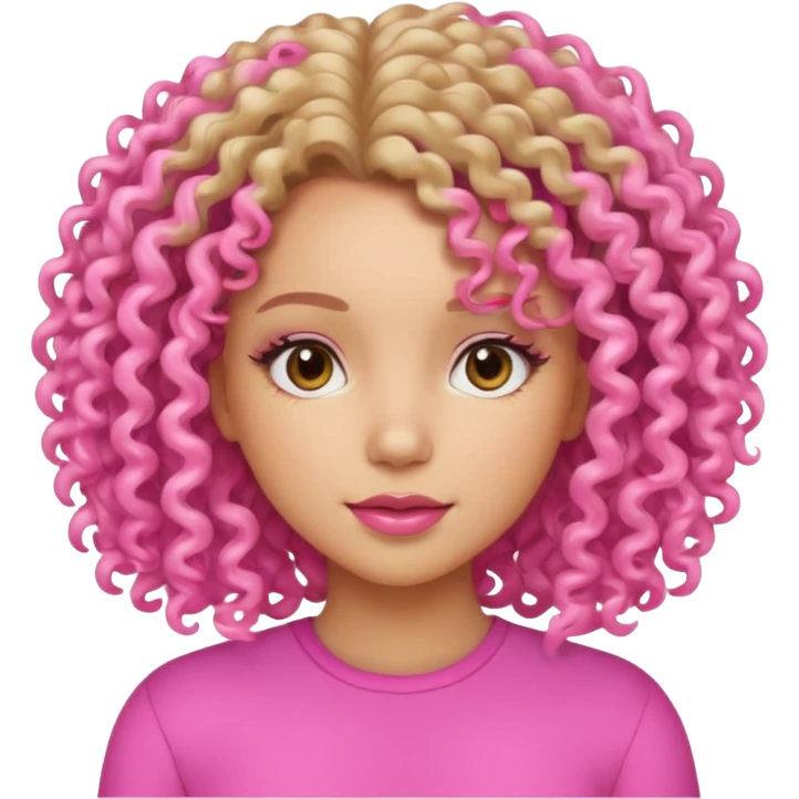 A beautiful girl with light skin, curly hair, and a pink vibe. emoji