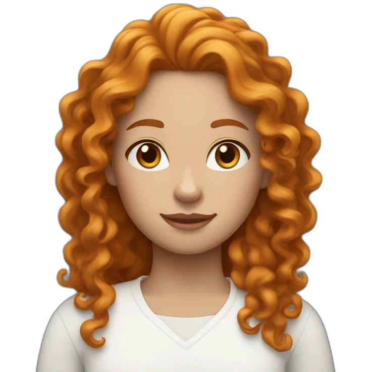 Curly ginger woman with long hair and a white band of hair emoji