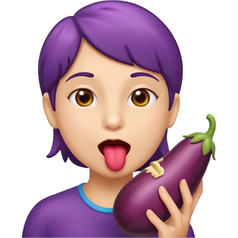 Licking a eggplant  emoji