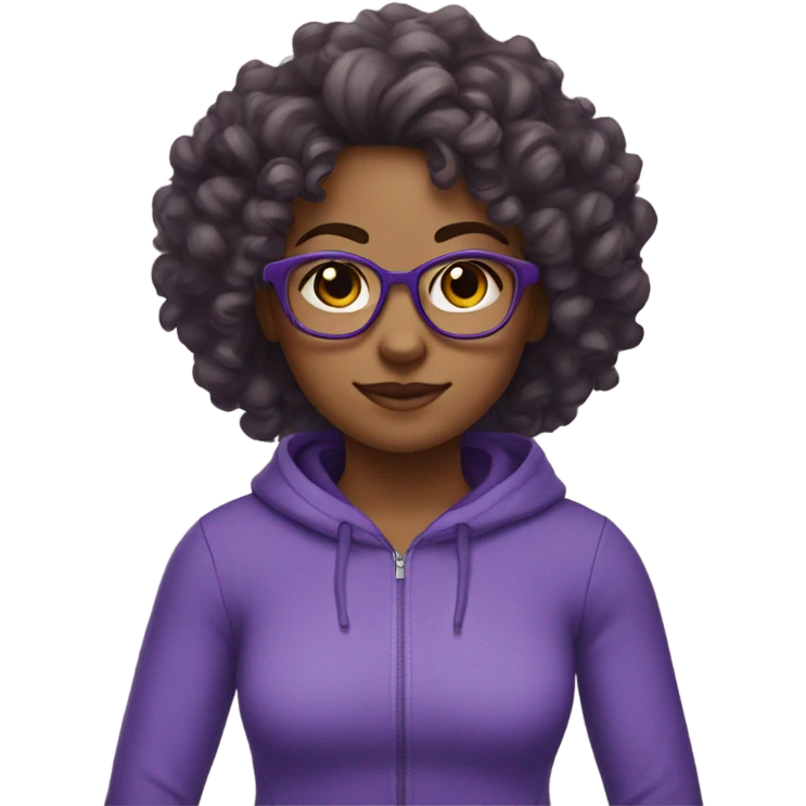 girl with glasses and curly hair in purple gym clothes  emoji
