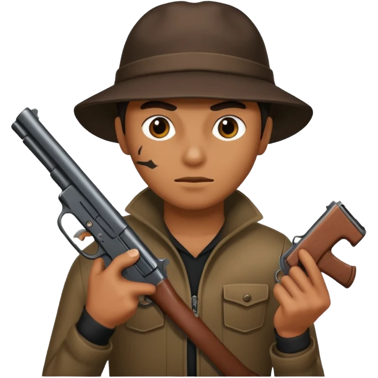A robber holding a gun emoji