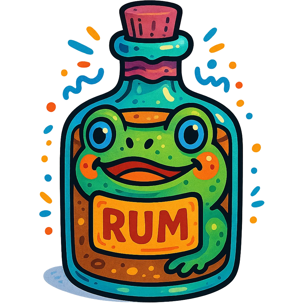 A bottle of rum in bufo style emoji