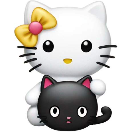 hello kitty with a black cat emoji