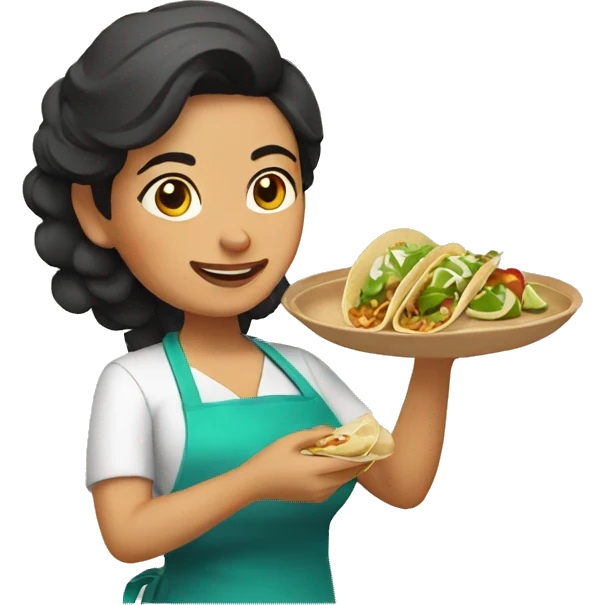 Mexican woman cooking tacos emoji