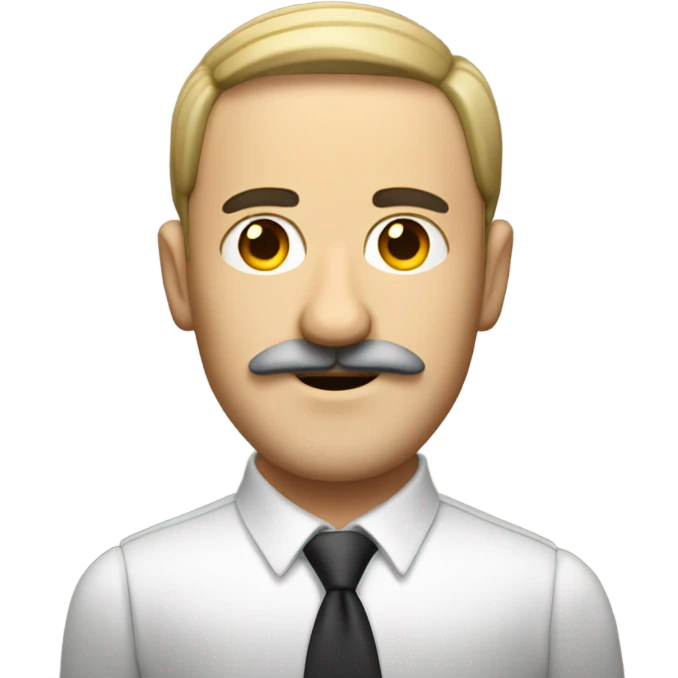Guy with trapezoid mustache and combover haircut and a jewish person emoji