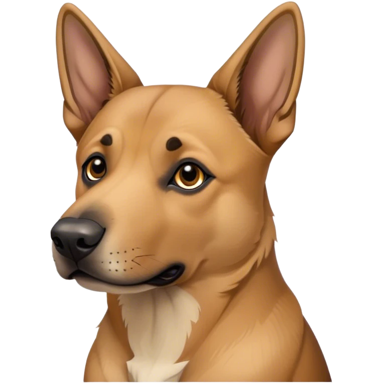 German shepherd/pit bull mixed dog with ears down and a white tip on his black tail emoji