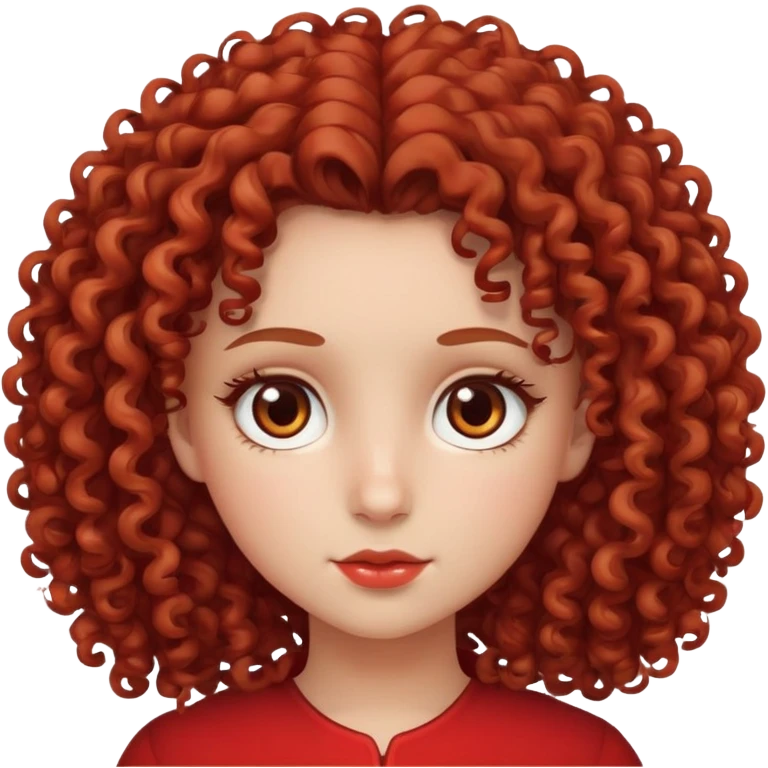 Curly hair red small brown eyes girl emoji