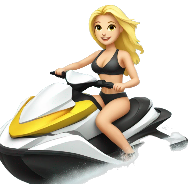 Blonde girl on jet ski at lake emoji