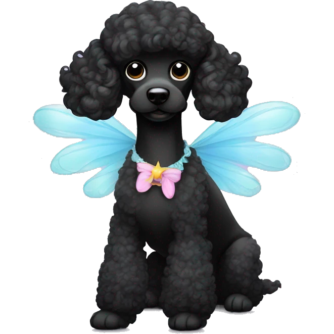 Black poodle with fairy wings smocking   emoji