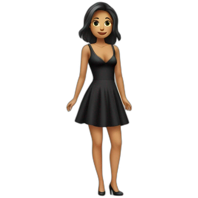 Un robe décolleté avec une petite jupe noire  emoji