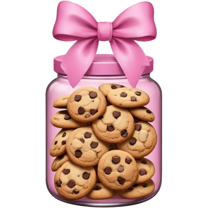 Pink jar of chocolate chip cookies with a bow  emoji
