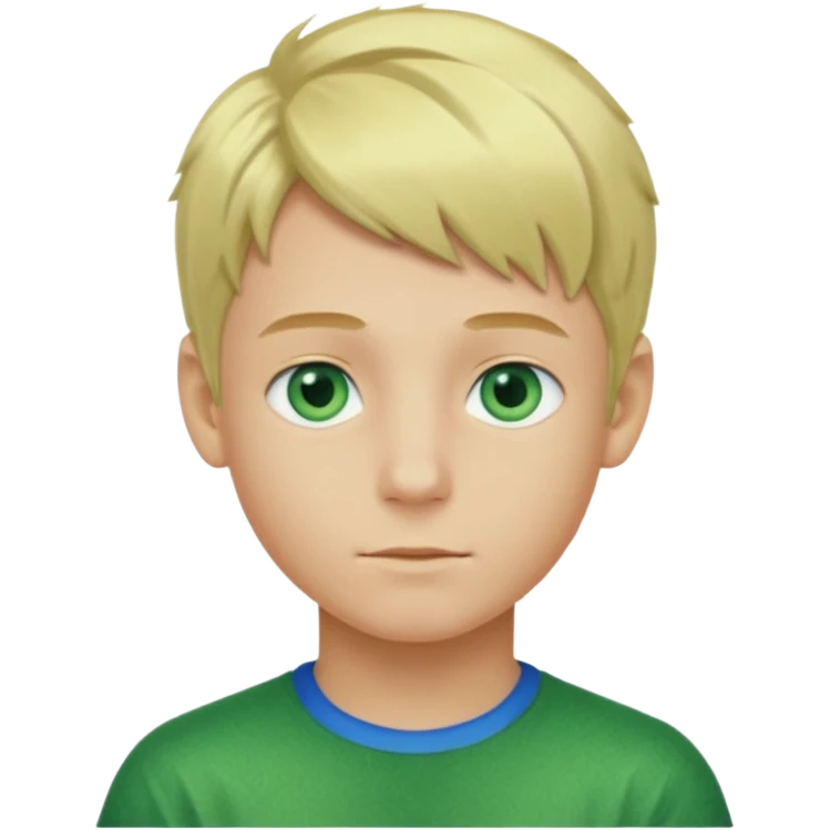Boy with green skin, blond hair, blue eyes  emoji